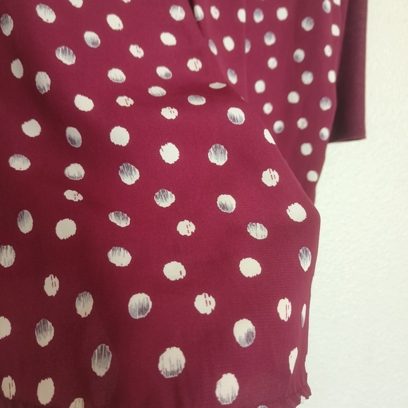Papermoon Stitch Fix Marisol Mixed Media Knit Top cherry and white SZ L top3/4 - Picture 7 of 9